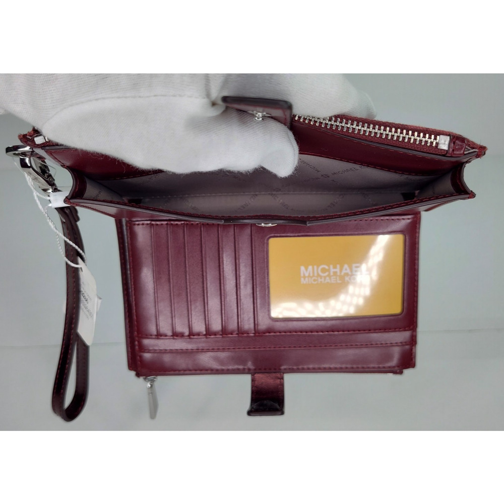 Michael Kors Double Zip Wristlet Wallet-Merlot/Burgundy/Wine-NWT - Picture 5 of 14